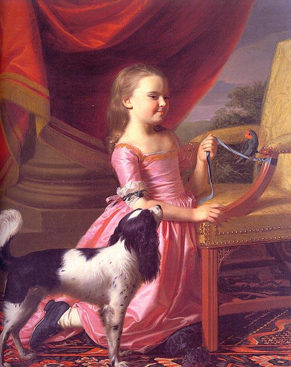 John Singleton Copley Young Lady with a Bird and a Dog China oil painting art
